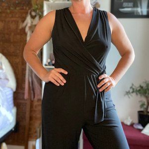 Black and Stretchy Fit and Flair Jumpsuit